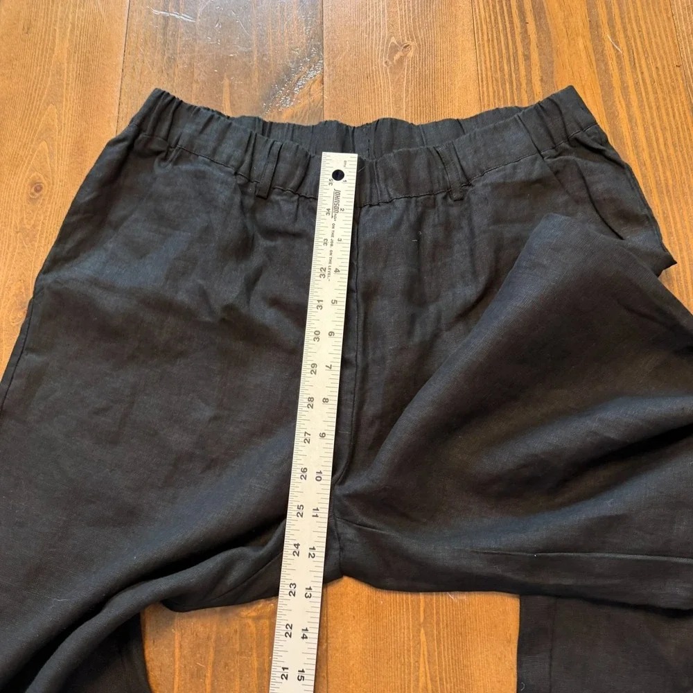 Quince 100% European Linen Wide Leg Pants Breathable Resortwear Black Med EUC